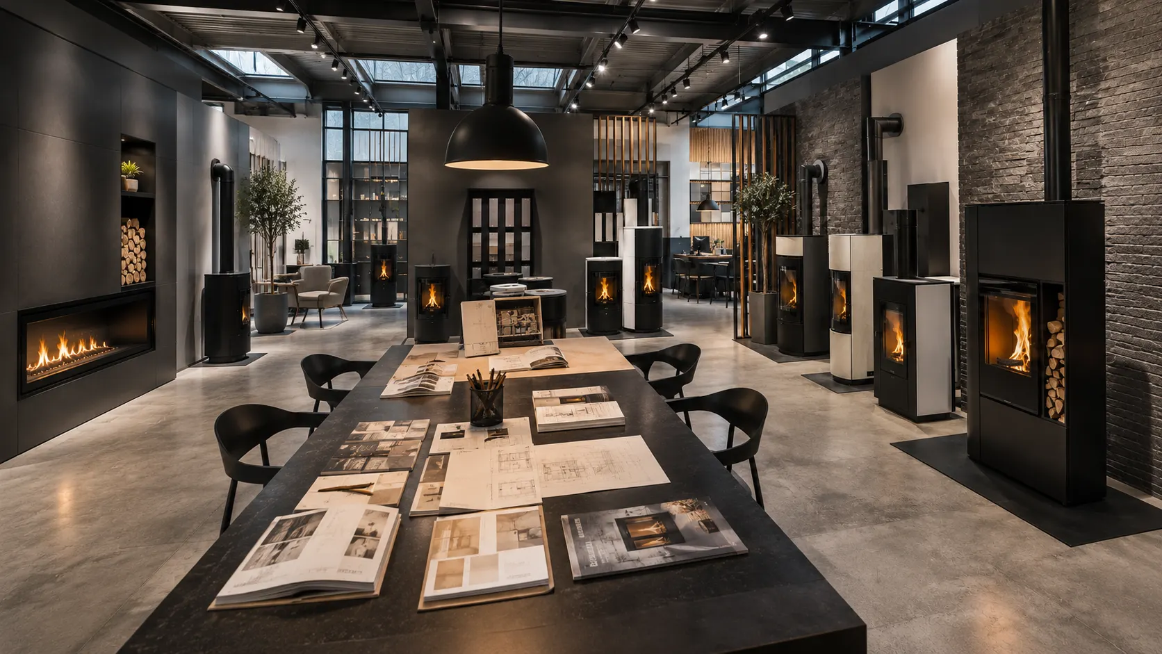 Moderne Kaminöfen und Feuerstätten in der Küblböck-Ausstellung